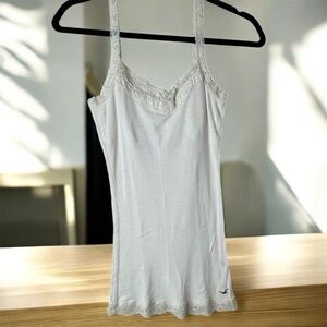 Hollister White Lace Trim Tank Top